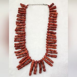 Rare old 21" red coral necklace